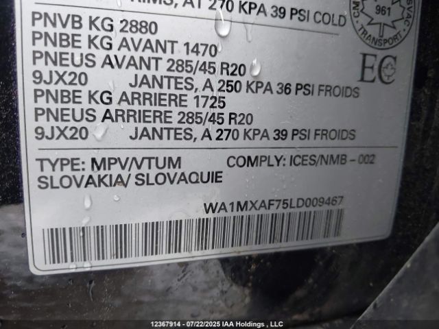 WA1MXAF75LD009467 2020 AUDI