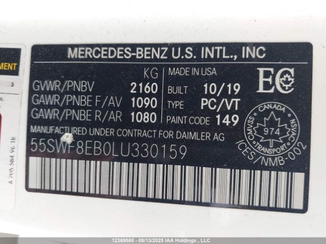 2020 MERCEDES-BENZ C-CLASS | VIN: 55SWF8EB0LU330159