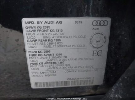 WA1A4AFY4K2090217 2019 AUDI