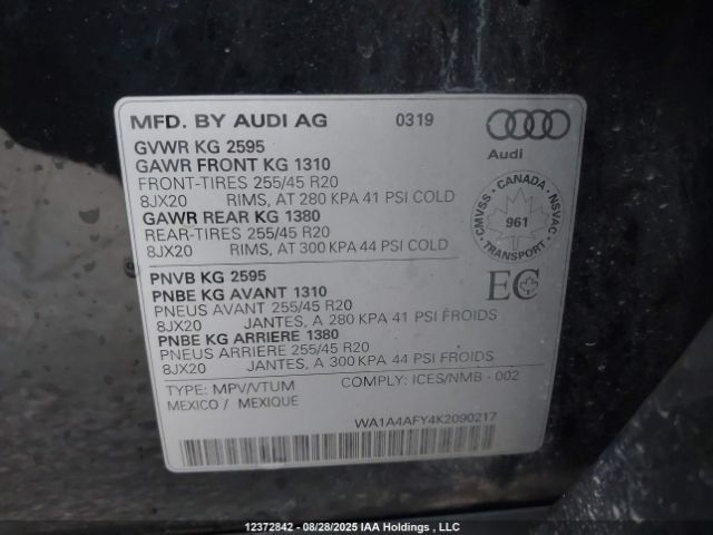 WA1A4AFY4K2090217 2019 AUDI