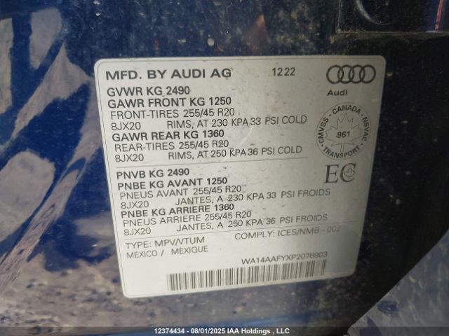 2023 AUDI Q5 SPORTBACK PREMIUM 45 | VIN: WA14AAFYXP2076903