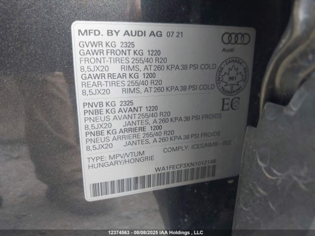 WA1FECF3XN1012148 2022 AUDI