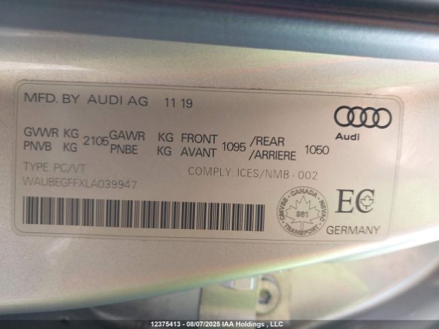 WAUBEGFFXLA039947 2020 AUDI