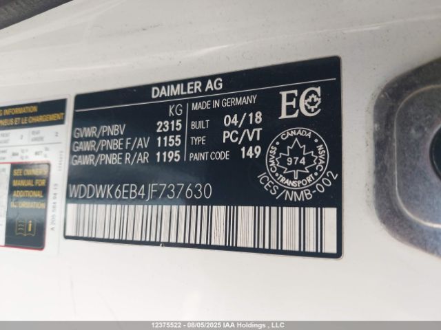 2018 MERCEDES-BENZ WDDWK6EB4JF737630
