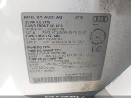 WA1ANAFY2J2218286 2018 AUDI