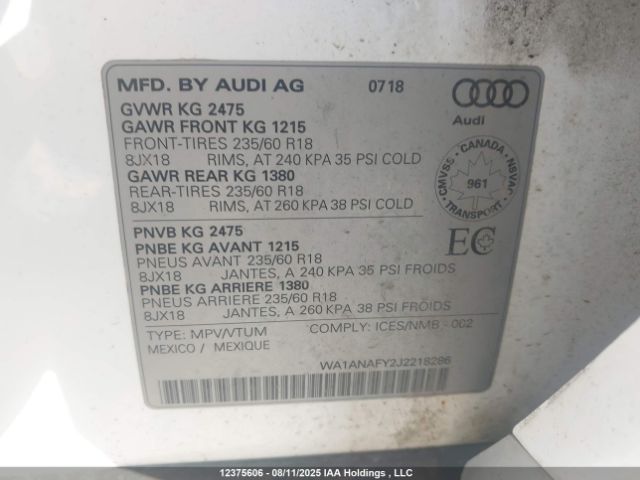 WA1ANAFY2J2218286 2018 AUDI