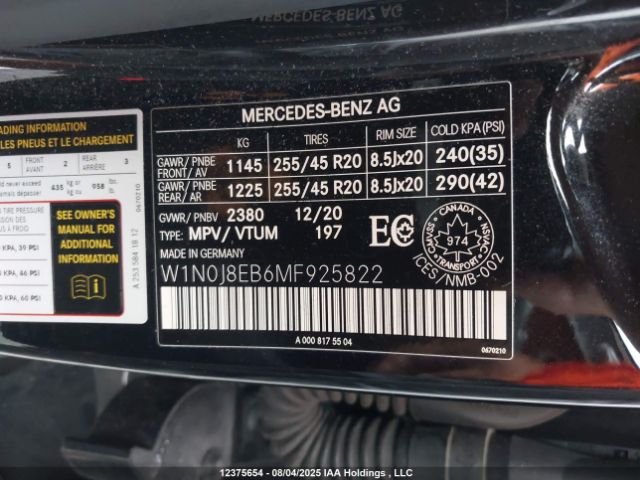 W1N0J8EB6MF925822 2021 MERCEDES-BENZ