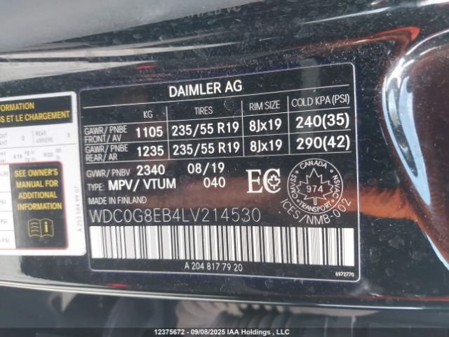 WDC0G8EB4LV214530 2020 MERCEDES-BENZ