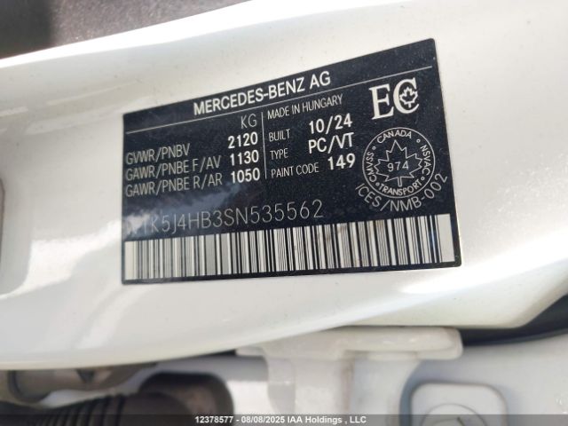 W1K5J4HB3SN535562 2025 MERCEDES-BENZ