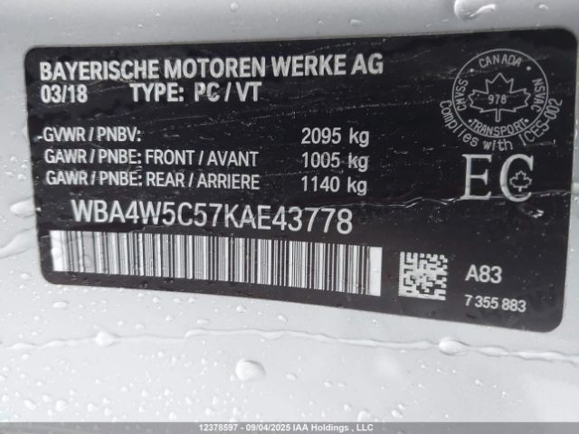 WBA4W5C57KAE43778 2019 BMW
