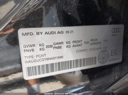 WAUGUCGY6NA011566 2022 AUDI