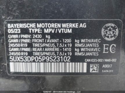 5UX53DP05P9S23102 2023 BMW