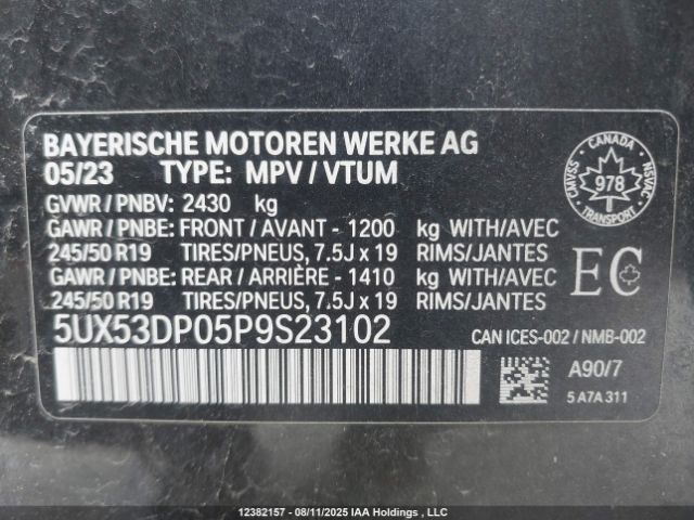 5UX53DP05P9S23102 2023 BMW