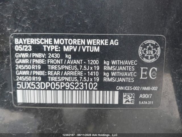 5UX53DP05P9S23102 2023 BMW