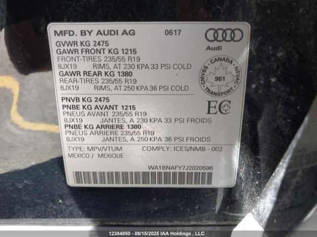 WA1BNAFY7J2020696 2018 AUDI