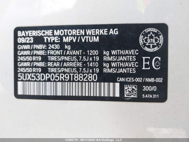 2024 BMW X3 XDRIVE30I | VIN: 5UX53DP05R9T88280