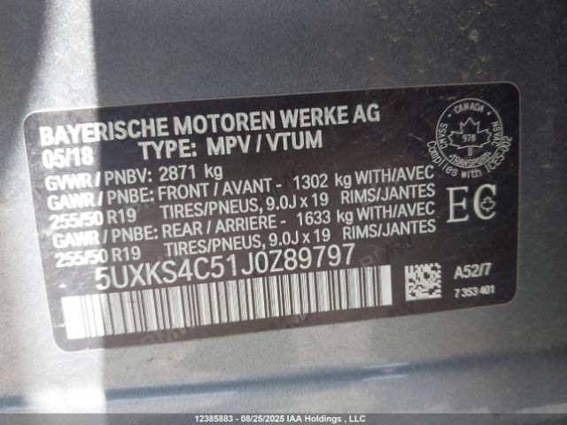 2018 BMW 5UXKS4C51J0Z89797