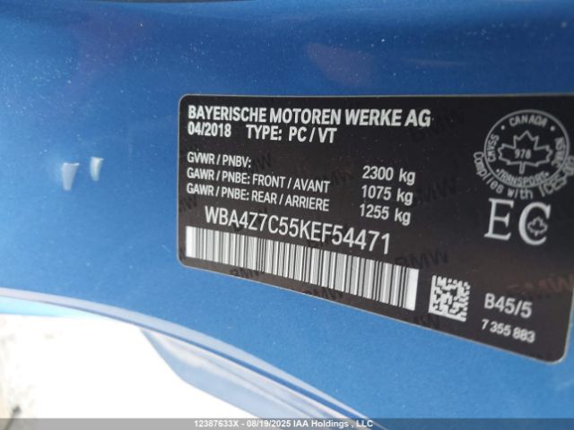 WBA4Z7C55KEF54471 2019 BMW