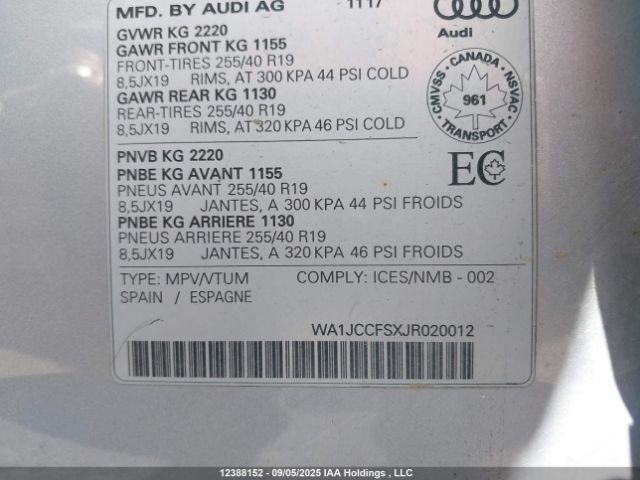 2018 AUDI Q3 PREMIUM PLUS | VIN: WA1JCCFSXJR020012
