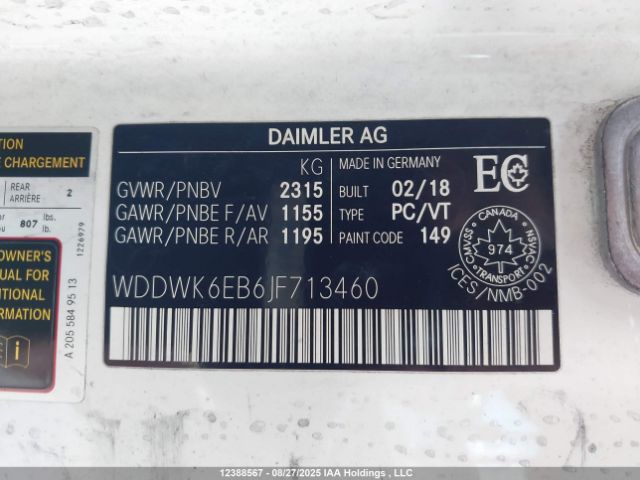 WDDWK6EB6JF713460 2018 MERCEDES-BENZ