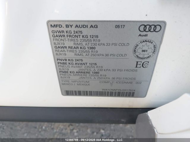 2018 AUDI Q5 | VIN: WA1CNAFY5J2017524