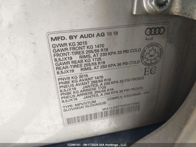 2019 AUDI Q7 55 PROGRESSIV | VIN: WA1LAAF7XKD013462