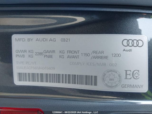 2021 AUDI A5 PRESTIGE 45 | VIN: WAUEACF56MA045609