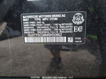 5UXTY5C08M9H50862 2021 BMW