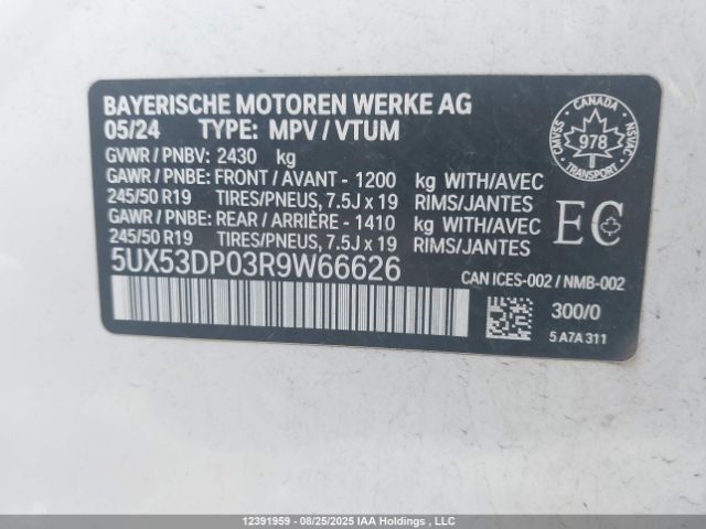 2024 BMW X3 XDRIVE30I | VIN: 5UX53DP03R9W66626