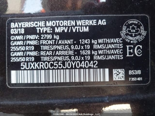 5UXKR0C55J0Y04042 2018 BMW