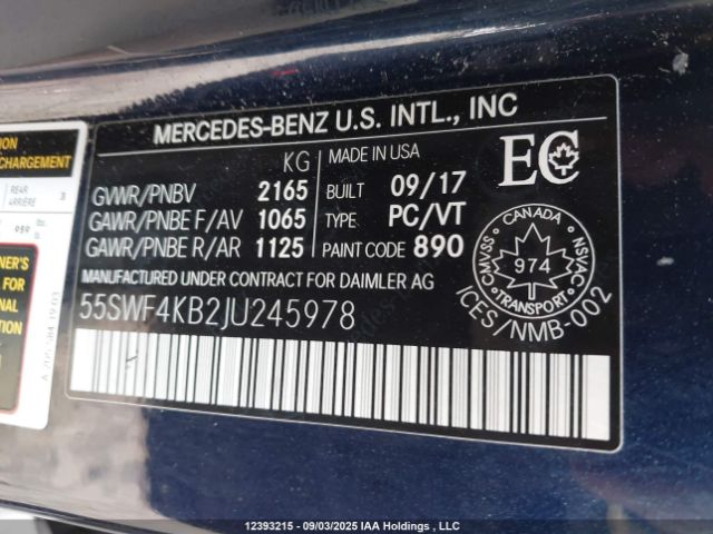 55SWF4KB2JU245978 2018 MERCEDES-BENZ