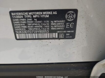 5UX33DT07S9Y80053 2025 BMW