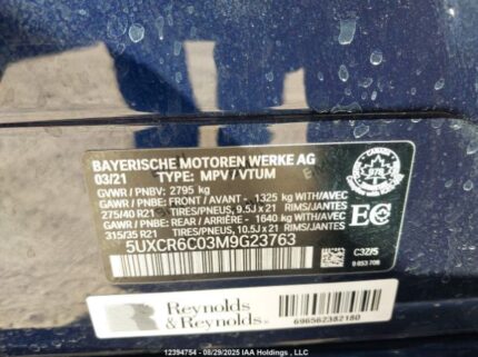 5UXCR6C03M9G23763 2021 BMW