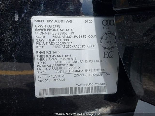 WA1BNAFY2L2058403 2020 AUDI
