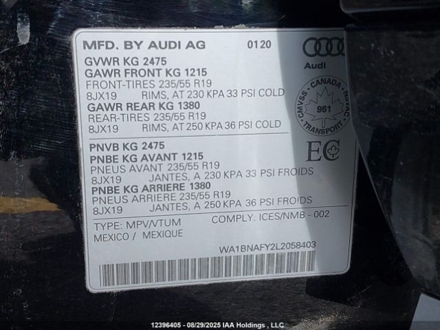 WA1BNAFY2L2058403 2020 AUDI