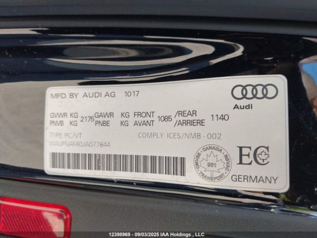 WAUFNAF40JA077844 2018 AUDI