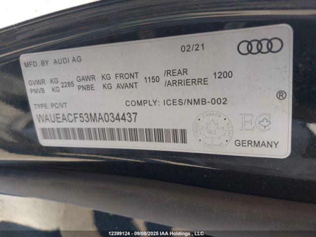 2021 AUDI A5 2.0T TECHNIK | VIN: WAUEACF53MA034437