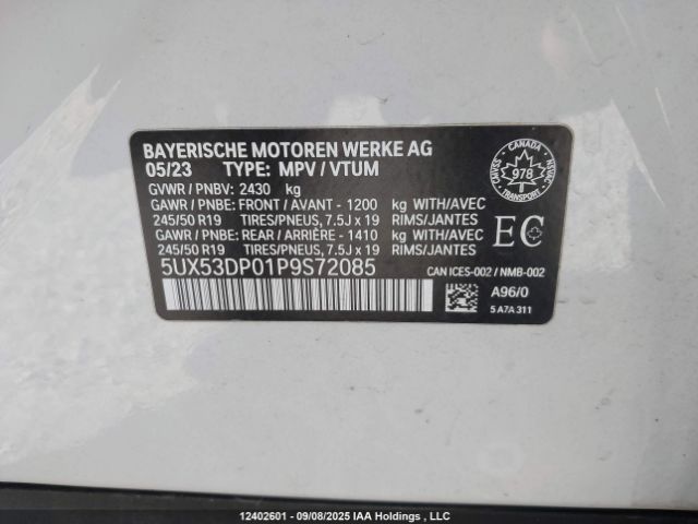 2023 BMW X3 XDRIVE30I | VIN: 5UX53DP01P9S72085