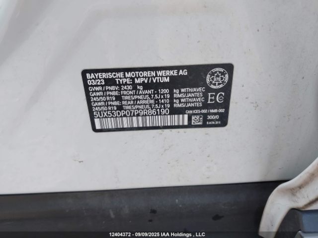 2023 BMW X3 XDRIVE30I | VIN: 5UX53DP07P9R86190