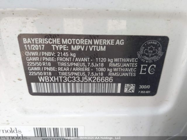 WBXHT3C33J5K26686 2018 BMW