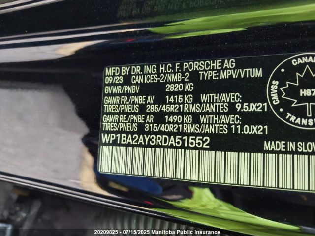 WP1BA2AY3RDA51552 2024 PORSCHE