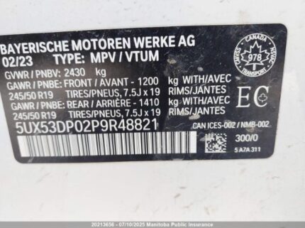 5UX53DP02P9R48821 2023 BMW