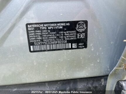 5UXTY5C03M9F82208 2021 BMW