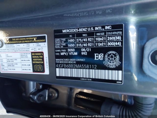 4JGFB6BB2MA558112 2021 MERCEDES-BENZ