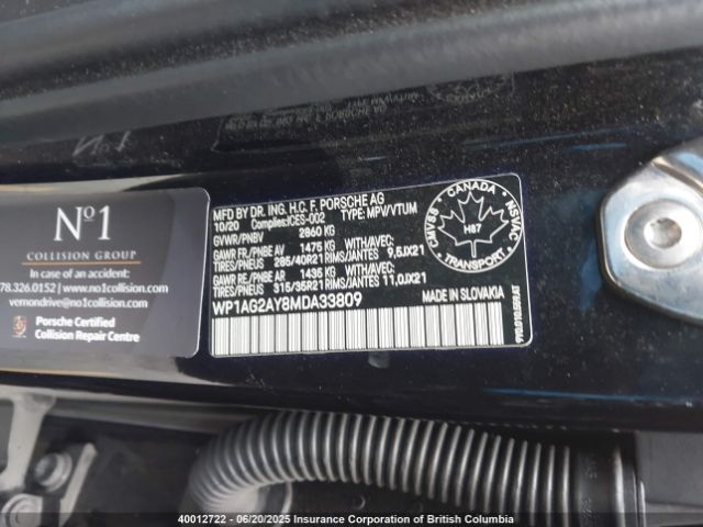 WP1AG2AY8MDA33809 2021 PORSCHE