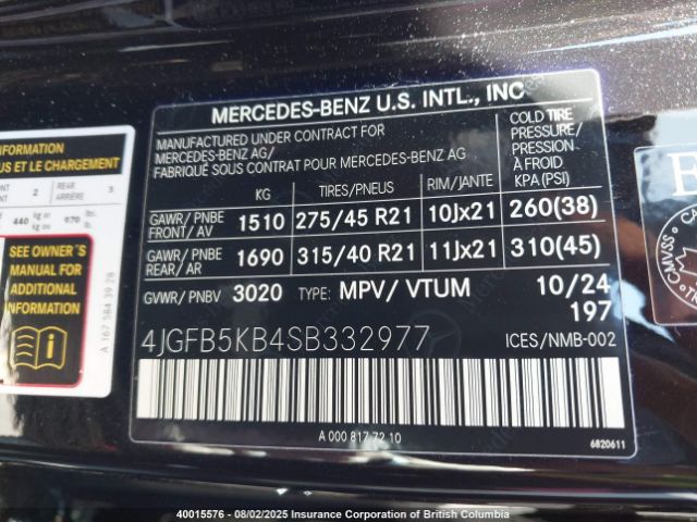 4JGFB5KB4SB332977 2025 MERCEDES-BENZ