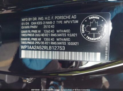 WP1AA2A52RLB12753 2024 PORSCHE
