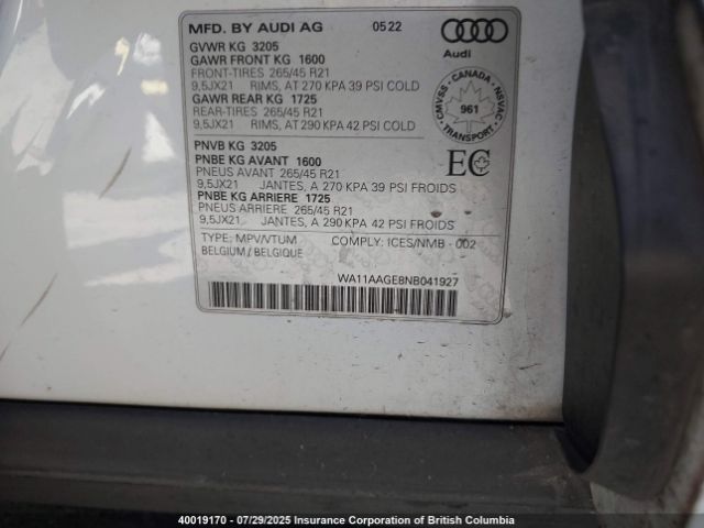 WA11AAGE8NB041927 2022 AUDI