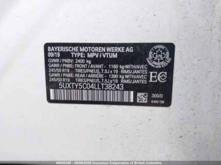 5UXTY5C04LLT38243 2020 BMW