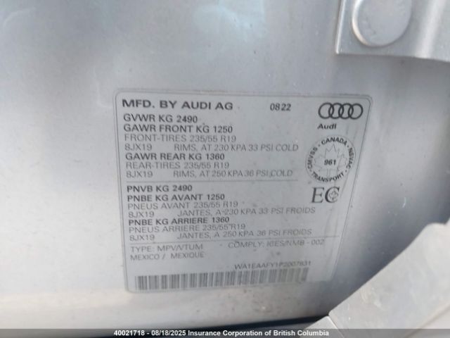 WA1EAAFY1P2007631 2023 AUDI